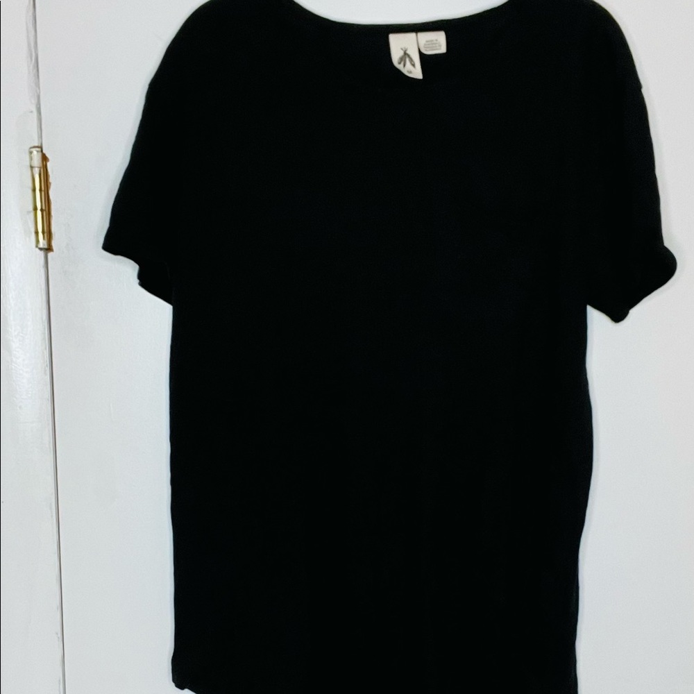 Anthropologie Three Feathers Black Tee